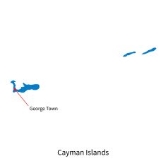 Vector map of Cayman Islands and capital city George Town