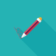 Pencil flat icon with long shadow eps10 N8