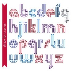 Double lines rounded font vector lined drop caps isolated