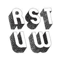 Geometric bold rounded 3d font with hand drawn lines textures N3