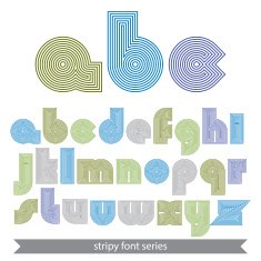 Extraordinary round striped font Vector light lowercase letters