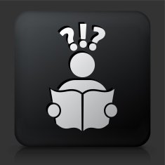 Black Square Button with Questions & Reading