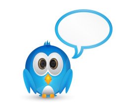 Blue bird with speech bubble