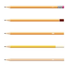 Wooden sharp pencils set isolated on white background N2