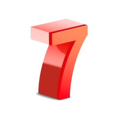 3d shiny red number 7 N2