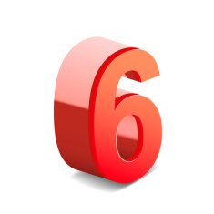 3d shiny red number 6 N3