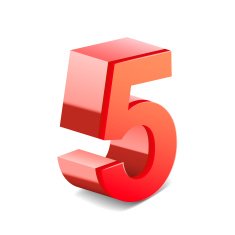 3d shiny red number 5 N2