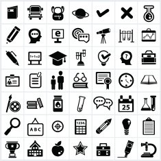 Education and science sign icon set vector