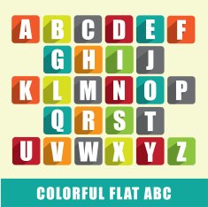 Flat alphabet - ABC blocks with colorful flat design N2