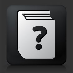 Black Square Button with Question Book Icon