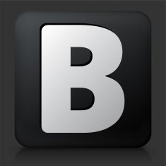 Black Square Button with Letter B