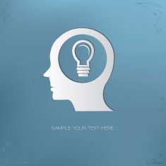 Light bulb on brain symbol vector