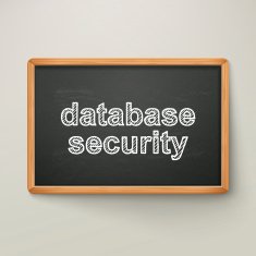 database security on blackboard in wooden frame