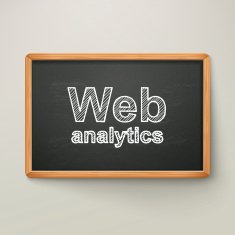 web analytics on blackboard in wooden frame