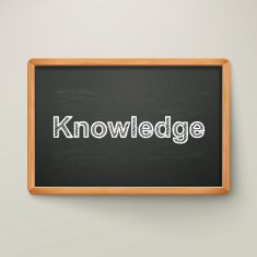 knowledge on blackboard in wooden frame