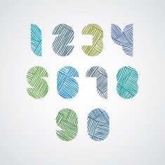 Contemporary style numbers with hand drawn lines pattern