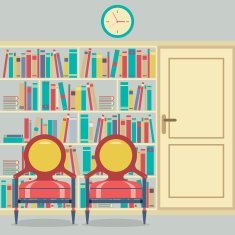 Reading Seats In Front Of A Huge Bookcase N5