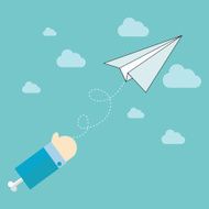 paper plane on blue sky vector illustration