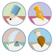 Set of the pen pencil brush icons