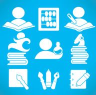 education and science vector symbols flat icons collection