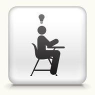 White Square Button with Student Idea Icon