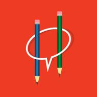 Pencil with speech bubble vector background