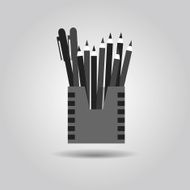 Pencil holder and organizer box icon