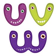 Funny Toothy Monster Alphabet from U to W