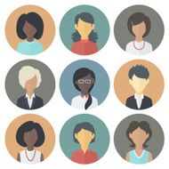 Icons Set of Persons Female Different Ethnic N2