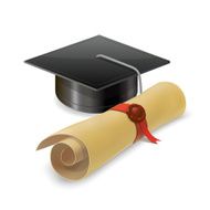 Graduation cap with diploma Isolated on white background