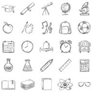 Vector Set of 25 Sketch School Icons N2