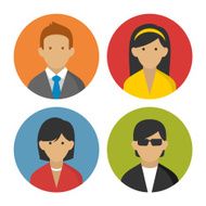 Colorful Peoples Userpics Icons Set in Flat Style Vector N3