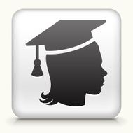 Square Button with Graduating woman