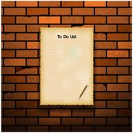 Vintage paper on brickwall