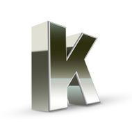3d silver steel letter K N3