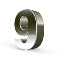 3d silver steel number 9