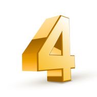 3d shiny golden number 4