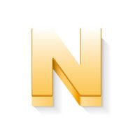 3d golden letter N N2