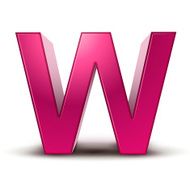 3d alphabet pink W