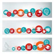 Set of education banners with icons Vector N3
