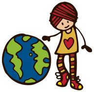 Girl with planet earth