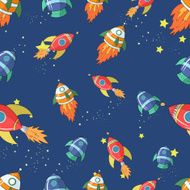 Seamless pattern cartoon rocket vector illustraion N2