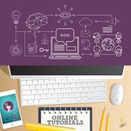 Online training courses on office desk table