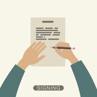 Hand signing contract