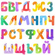 Consonants of the Cyrillic alphabet like birds N2