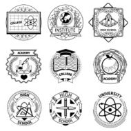 High education university and academy logotypes
