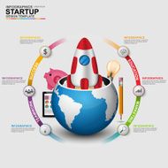 Abstract 3D digital business startup Infographic N3