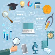 Online education back to school objects graduation concept