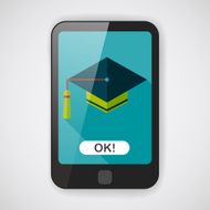 Education Cap flat icon with long shadow eps10 N21