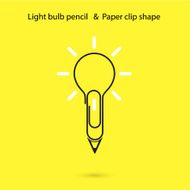 Creative light bulb pencil logo design Paper clip sign